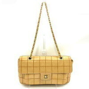 Chanel Wild Stitch Chocobar Chain Shoulder Bag Beige Lambskin
